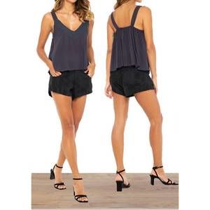 NEW KHUSH frankie top in solid charcoal